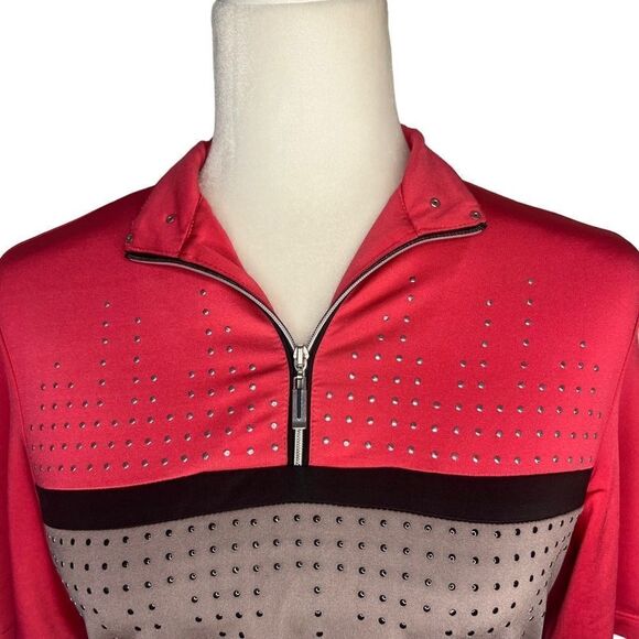Jamie Sadock Golf Shirt. Pink and Grey with 1/4 Zipper. Short Sleeves. Sz Small - Picture 2 of 11